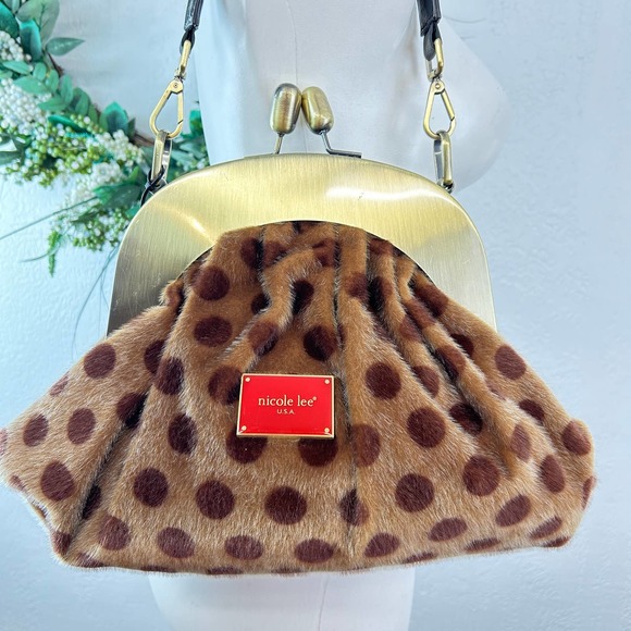 Nicole Lee Brown and Gold Polka Dot Satchel - Picture 1 of 6
